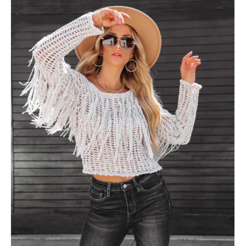 Vici Fringe Sweater - S
